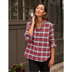 Frank & Eileen Barry Red Multi Women’s Button Up plaid Top size Large